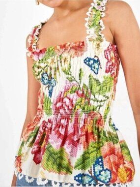 FARM RIO vintage floral peplum cami top